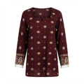 Maroon Embroidered Lily Cotton Short Kurthi