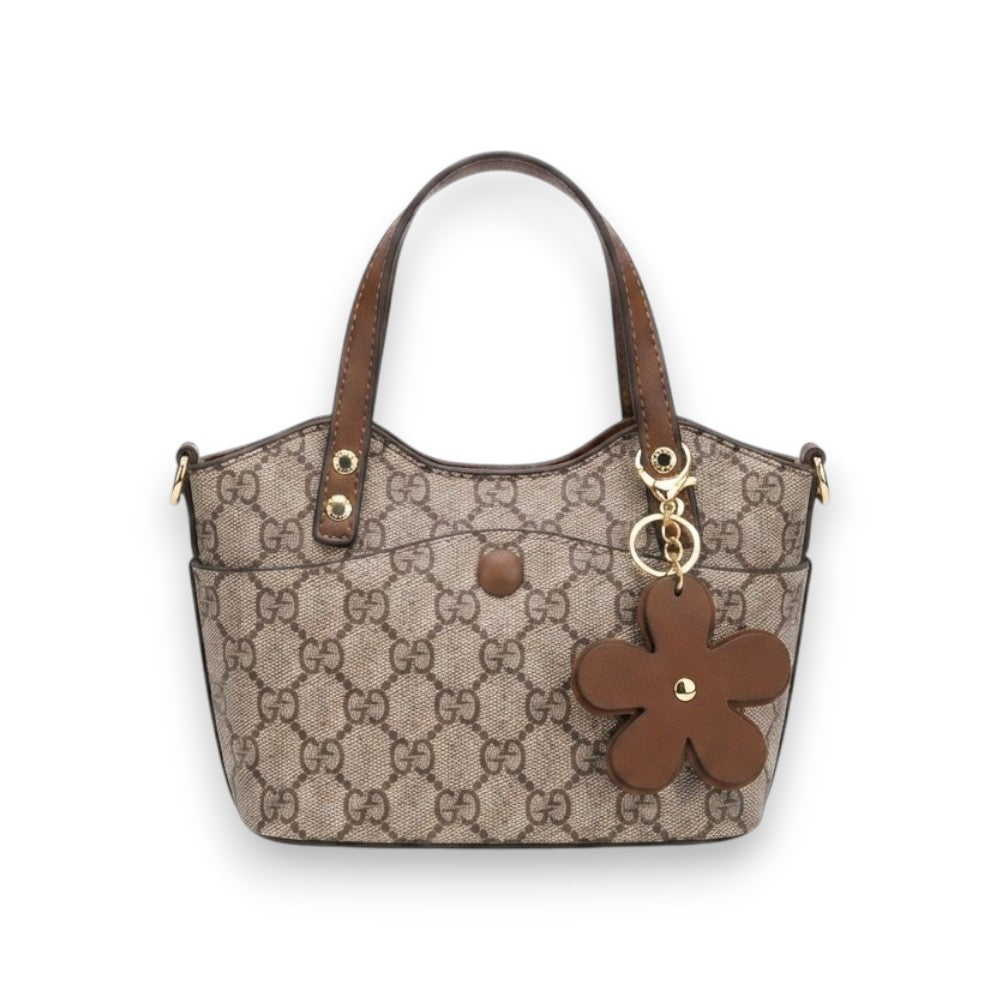 Monogram Tote Bag with Flower Charm