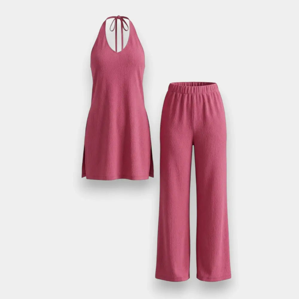 Halter Neck Short Kurti with Pant Set for Women- Size XXS To Medium