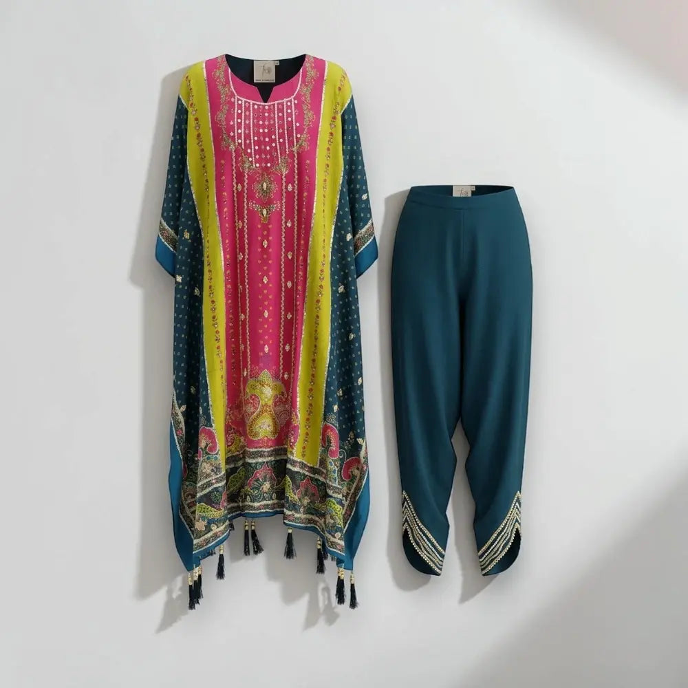 Kaftan Set for Party Wear – Ladies Elegant Ethnic Dress- Size Large