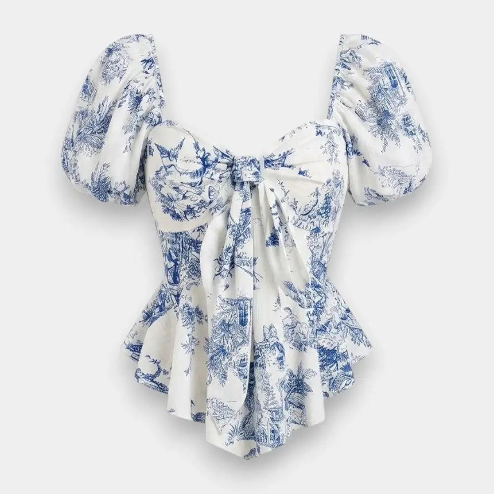 Roelina Floral Petal Sleeve Women's Top – Casual Elegant Summer Blouse