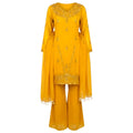90's Mustard Yellow 3-Piece Kurti Sharara Suit