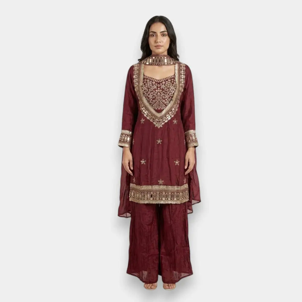 Mirror Work Kurti with Lace Border – Size M