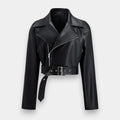 PU Leather Jacket for Women – Zipper Front Loose Fit Long Sleeve