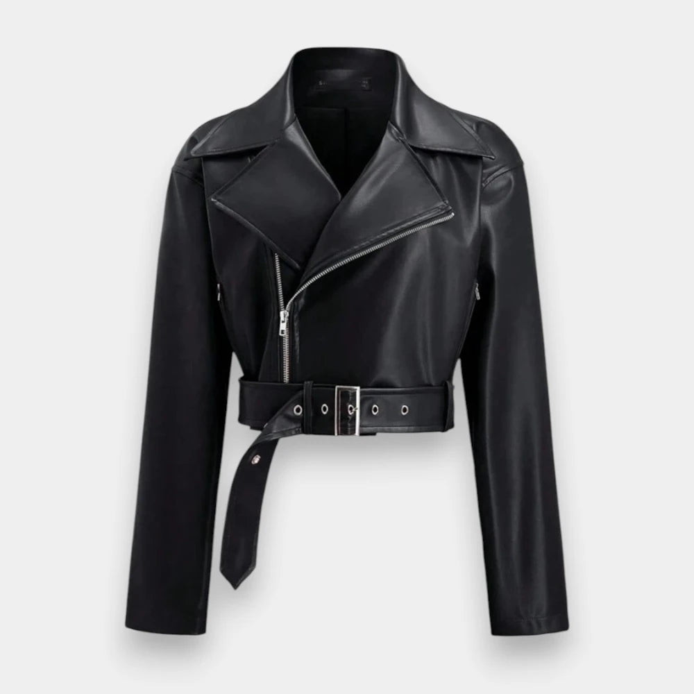 PU Leather Jacket for Women – Zipper Front Loose Fit Long Sleeve