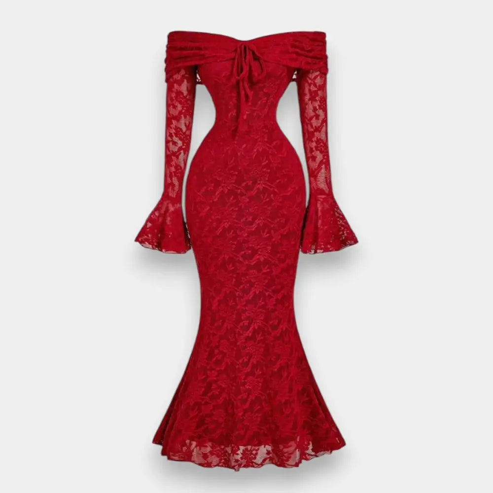 Long Off Shoulder Dress Dresses & Gowns-XL