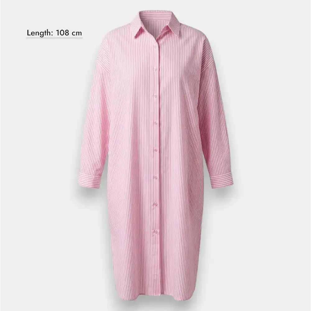 Women's Cotton Striped Shirt Dress with Pockets | Long Sleeve Tunic