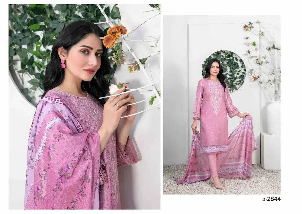 Tawakkal Stitched Embroidered Digital Printed Lawn kurthi - Pink Color