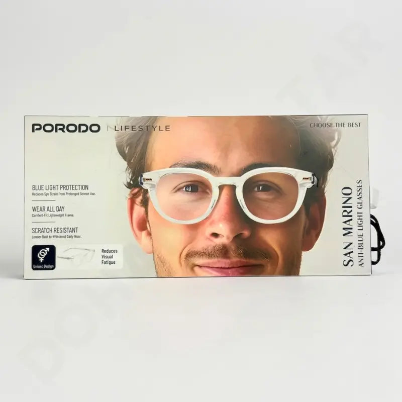 Porodo Lifestyle San Marino Transparent Anti-Blue Light Glasses