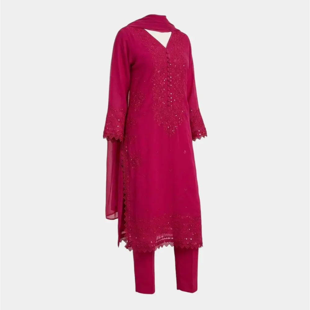 Palazzo 3-Piece Set with Dupatta & Sequin Embroidery