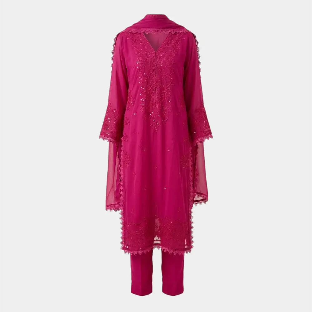 Palazzo 3-Piece Set with Dupatta & Sequin Embroidery