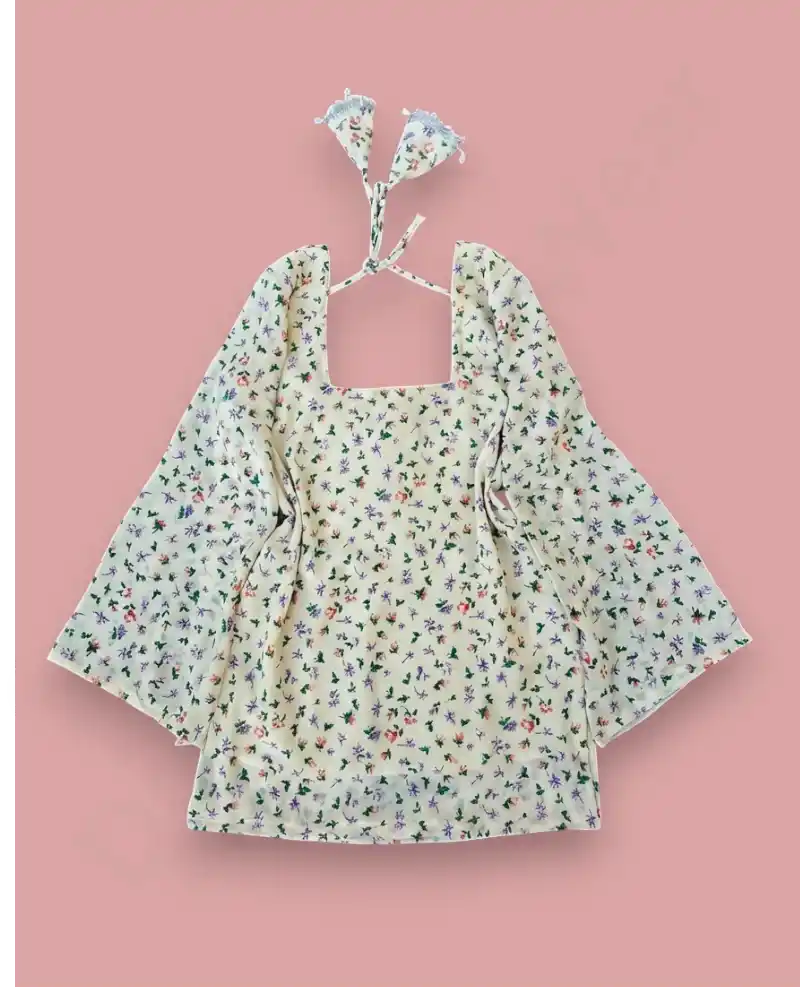 قميص قصير من الشيفون للنساء - أزياء نسائية فاخرة | مقاس متوسط