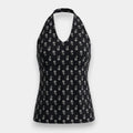 Black Halter Neck Short Kurti for Women