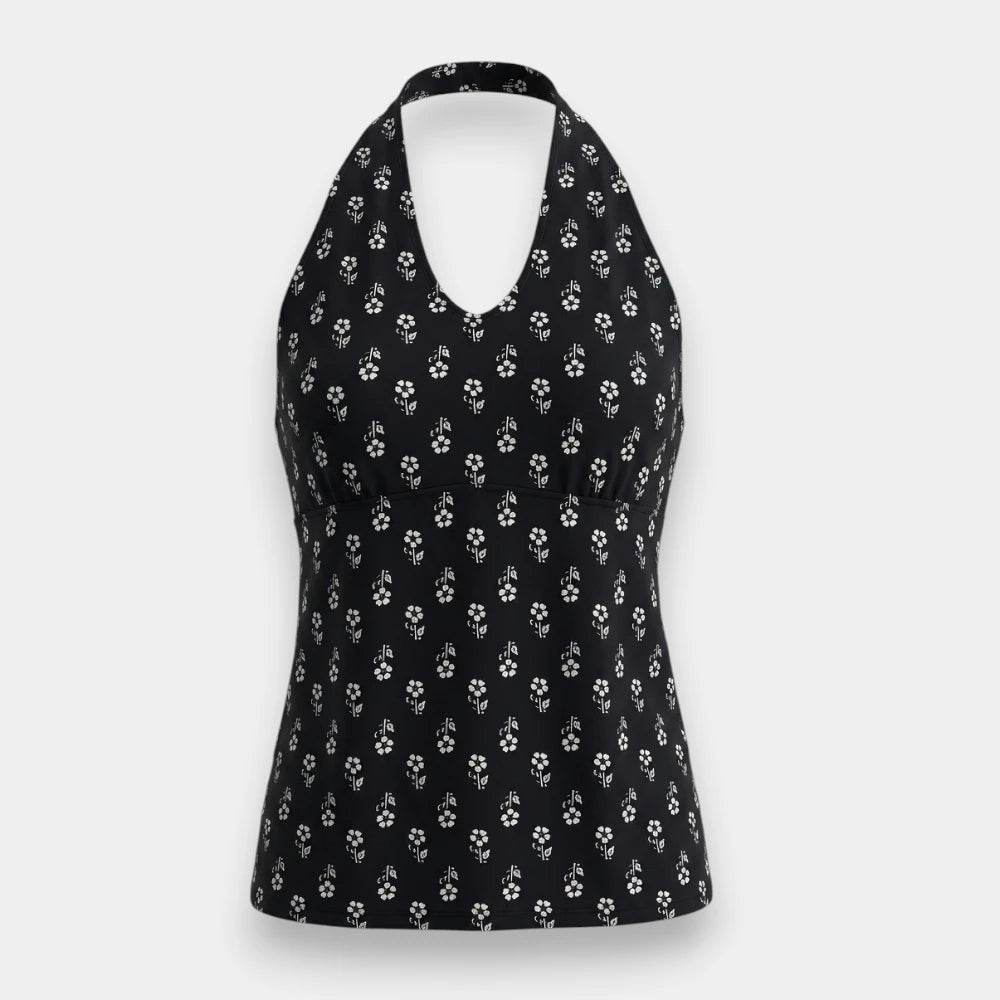 Black Halter Neck Short Kurti for Women