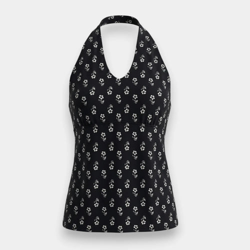 Black Halter Neck Short Kurti for Women