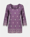 Purple Embroidered Lily Cotton Short Kurti