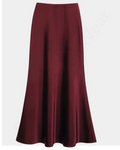 Satin Midi Slip Skirt – High Waist Maroon Long Skirt for Elegant & Chic Summer Looks