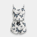 Butterfly Print Camisole & Shorts Pajama Set – Ruffle Detail Sleepwear for Women