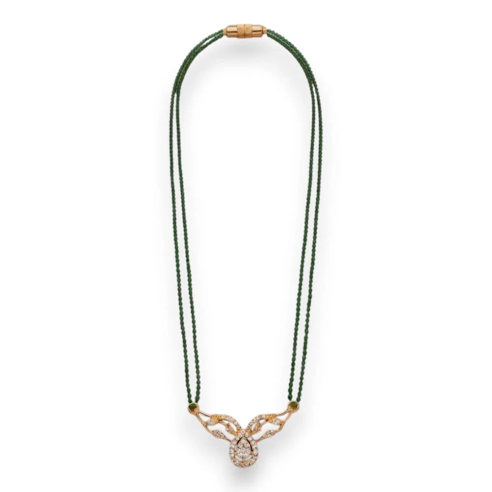 Dual-Strand Emerald Bead Mangalsutra Accessories
