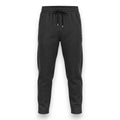 Dark gray ribbed knit jogger pants with an elastic drawstring waist and side pocket, shown against a plain white background.