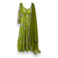 Lime Green Embroidered Gown with Sheer Dupatta - Size 38"