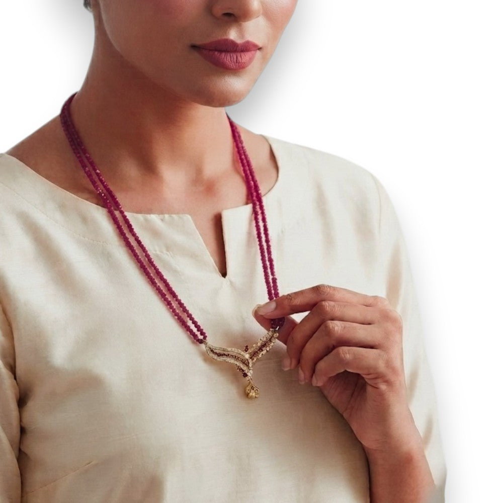 Ruby-Tone Beaded Traditional Mangalsutra