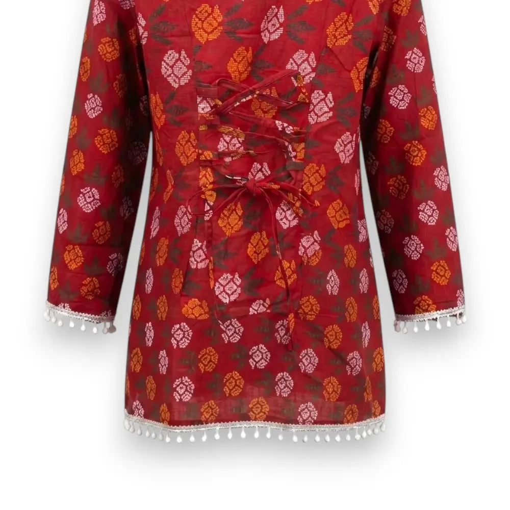 Dhaka Short Red Kurthi – Ladies Kurthi