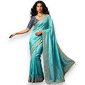 Elegant Blue & Aqua Embroidered Saree (Size 40-42)