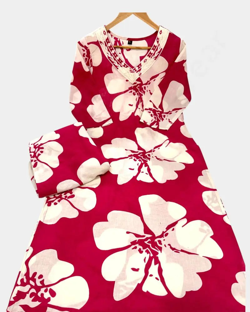 Women Cord Set – Bright Maroon Color | Ladies Kurthi