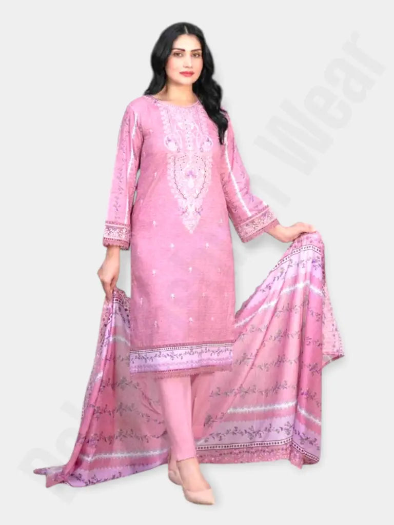 Tawakkal Stitched Embroidered Digital Printed Lawn kurthi - Pink Color