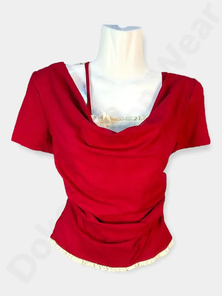 Cowl Neck Short Sleeve T-shirt