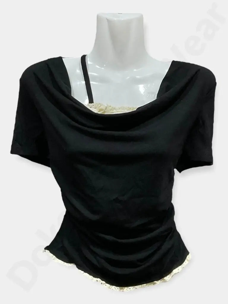 Cowl Neck Short Sleeve T-shirt