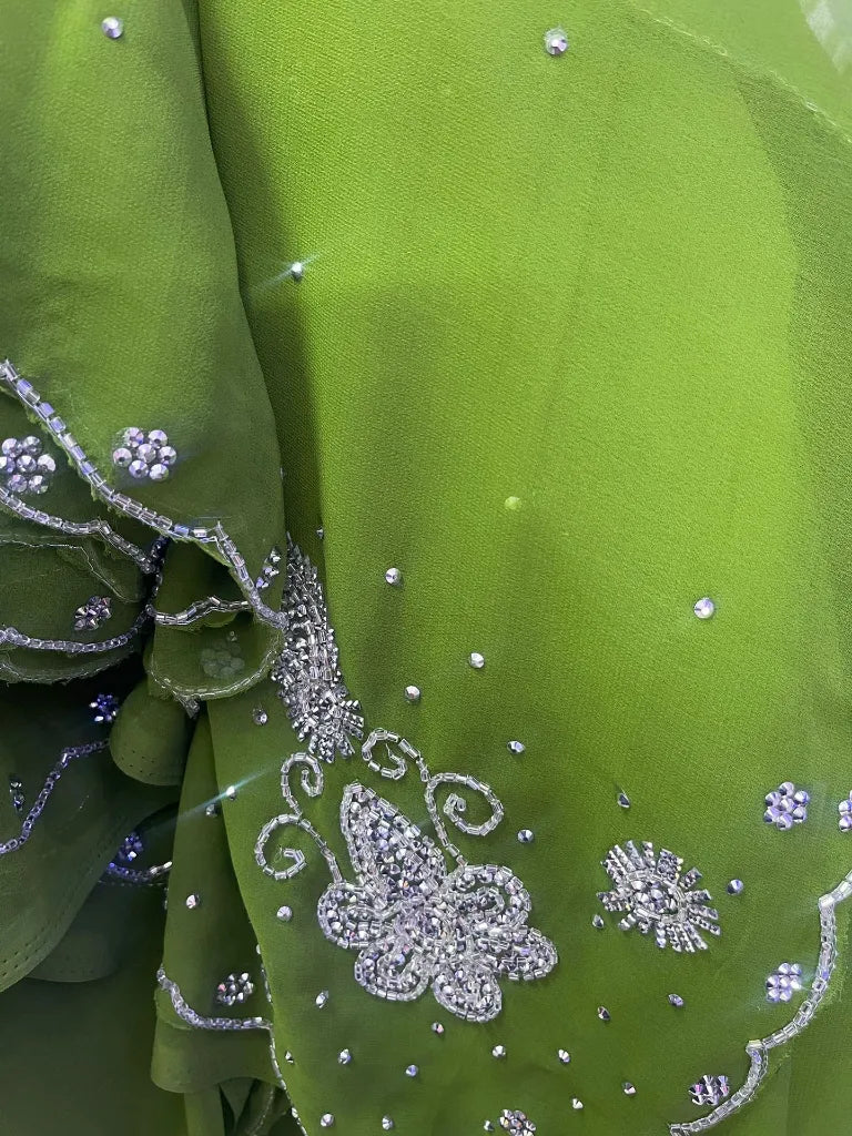 Georgette Saree with Boutique Work With Unstitched Blouse