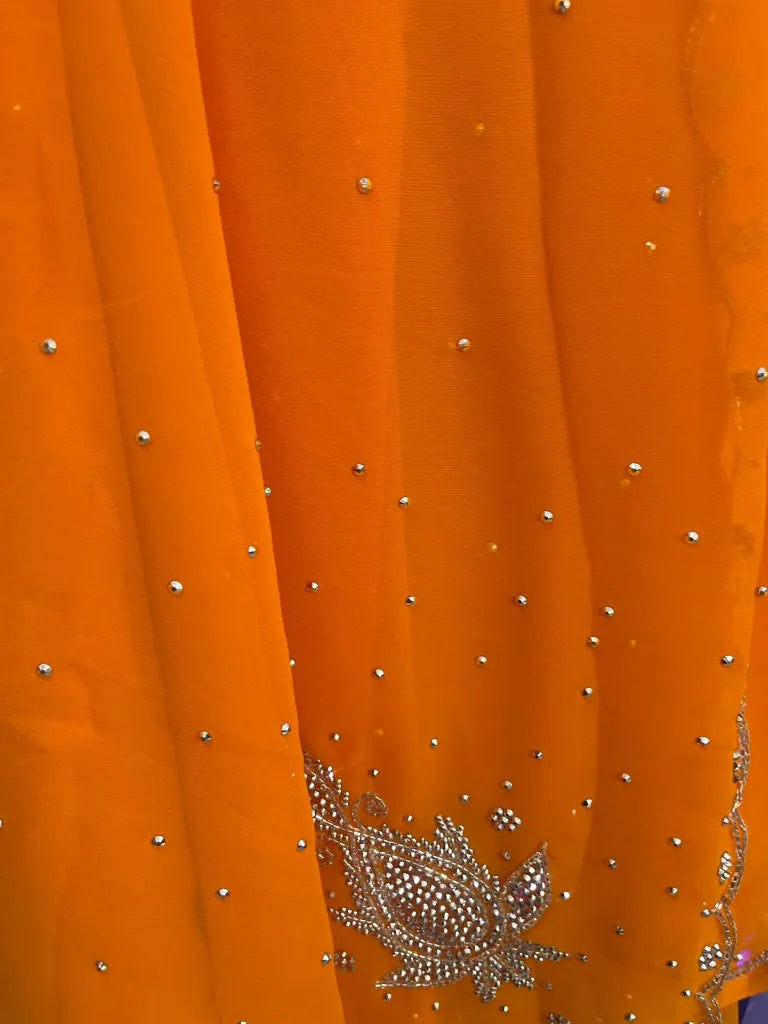 Georgette Saree with Boutique Work With Unstitched Blouse