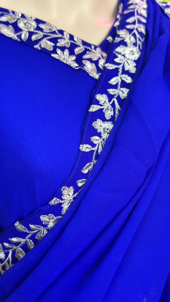 Gown Saree Ready To Wear- Georgette Fabric Embroidery Work