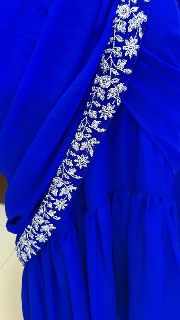 Gown Saree Ready To Wear- Georgette Fabric Embroidery Work