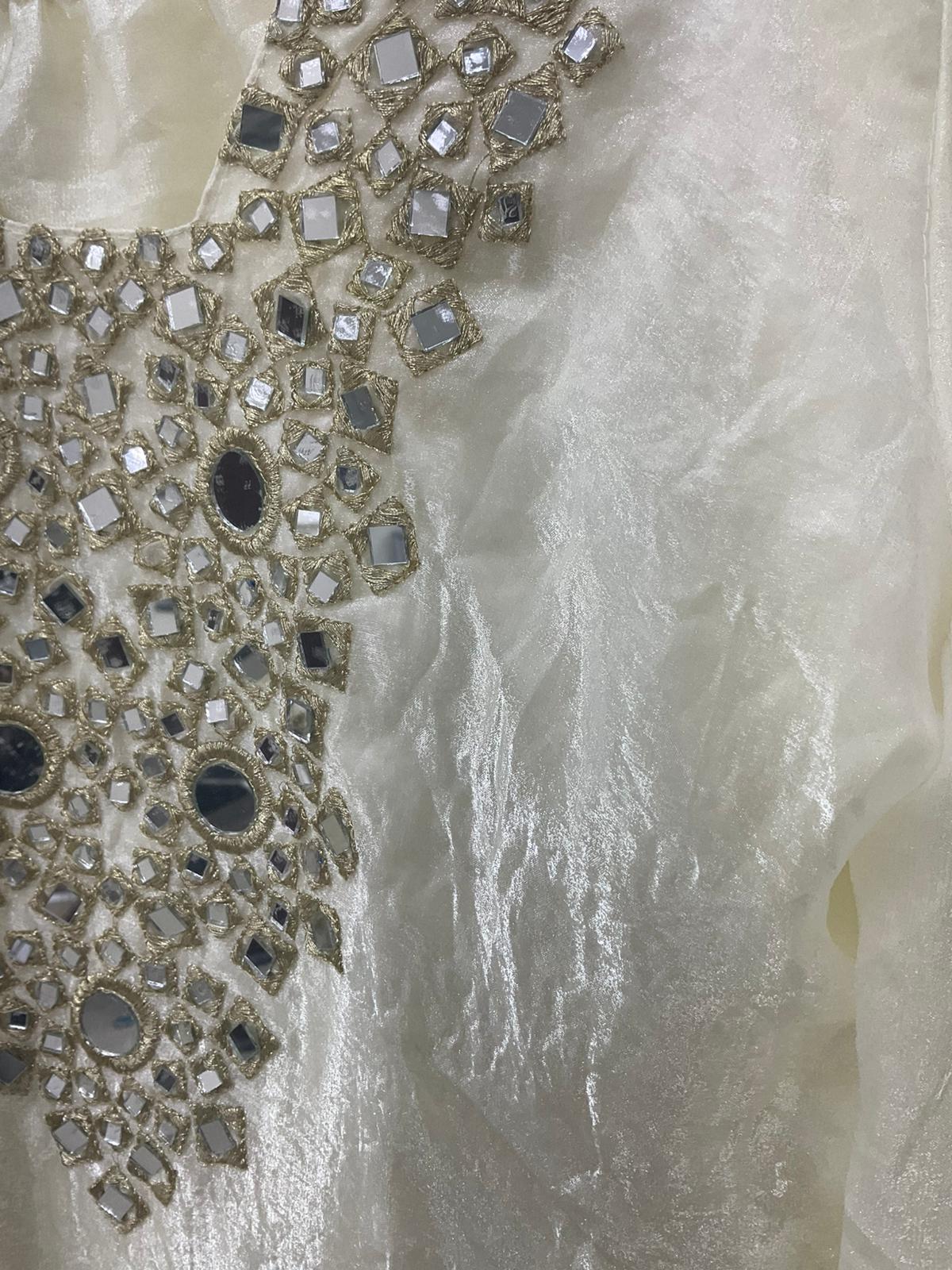 Mirror Work Top Plaza Fancy Fendy Embroidery Kurthi