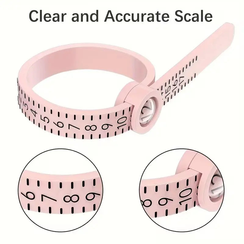Ring Sizer Measuring Tool | Sizes 1–17 USA | Reusable Finger Size Gauge | Jewelry Sizing Tool | Pink