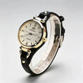 Women's Vintage Thin Band Round Quartz Watch | Black PU Leather Strap | Elegant Wrist Watch