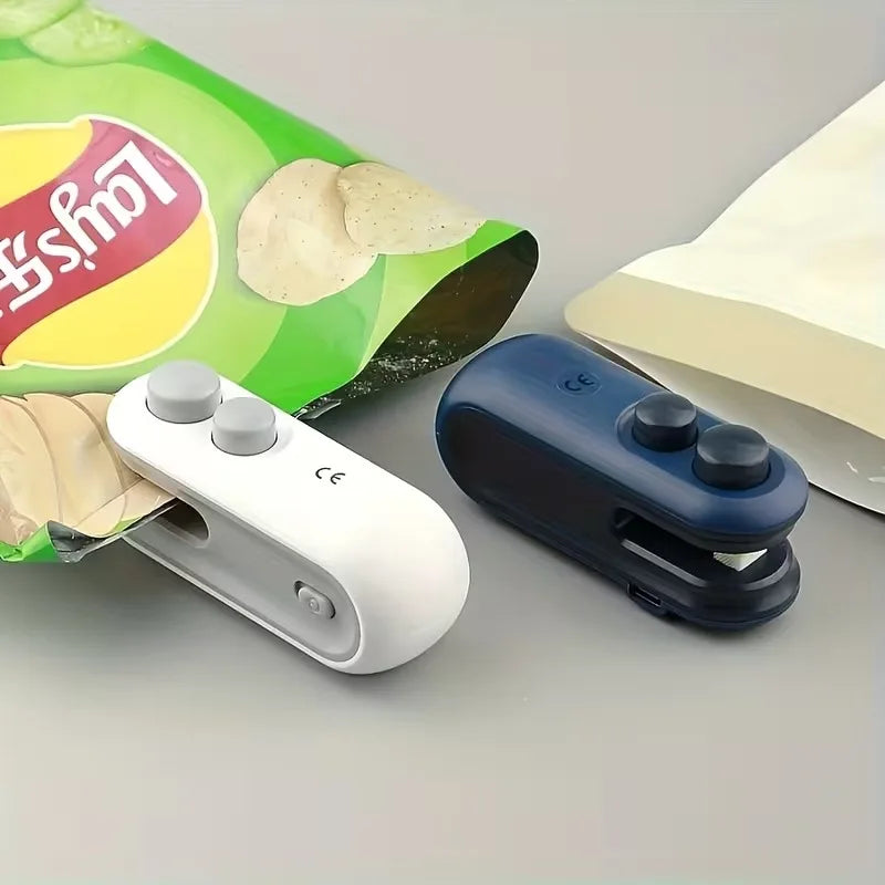 OCRUSTAR Snack Bag Sealer – Rechargeable Mini Hand-Press Bag Sealer with USB Charging | Black & White