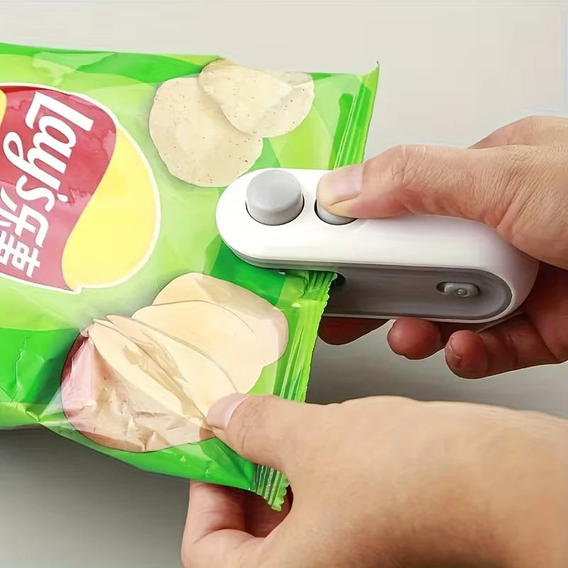 OCRUSTAR Snack Bag Sealer – Rechargeable Mini Hand-Press Bag Sealer with USB Charging | Black & White