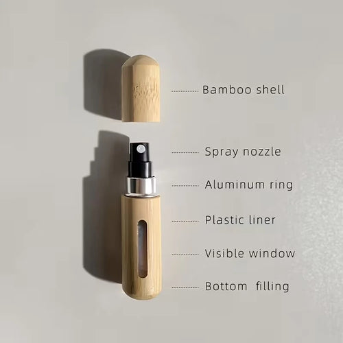 8ml Bamboo Shell Perfume Dispensing Spray Bottle – Bottom Fill, Pack of 2