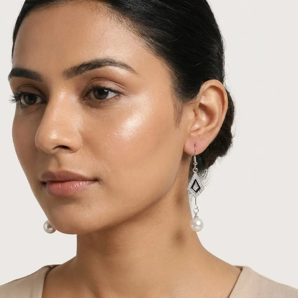 Zircon & Pearl Drop Earrings