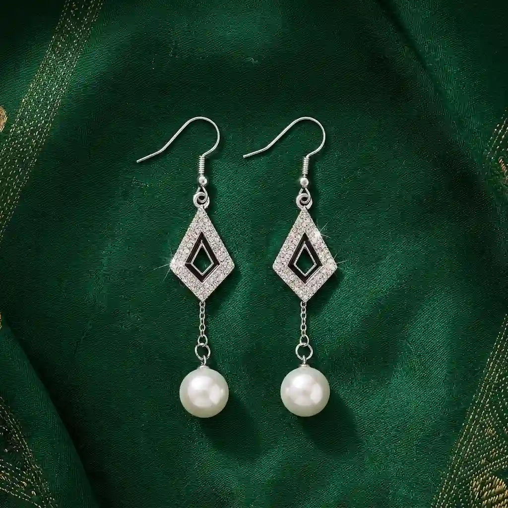 Zircon & Pearl Drop Earrings
