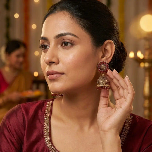 Antique Ruby Jhumka Earrings