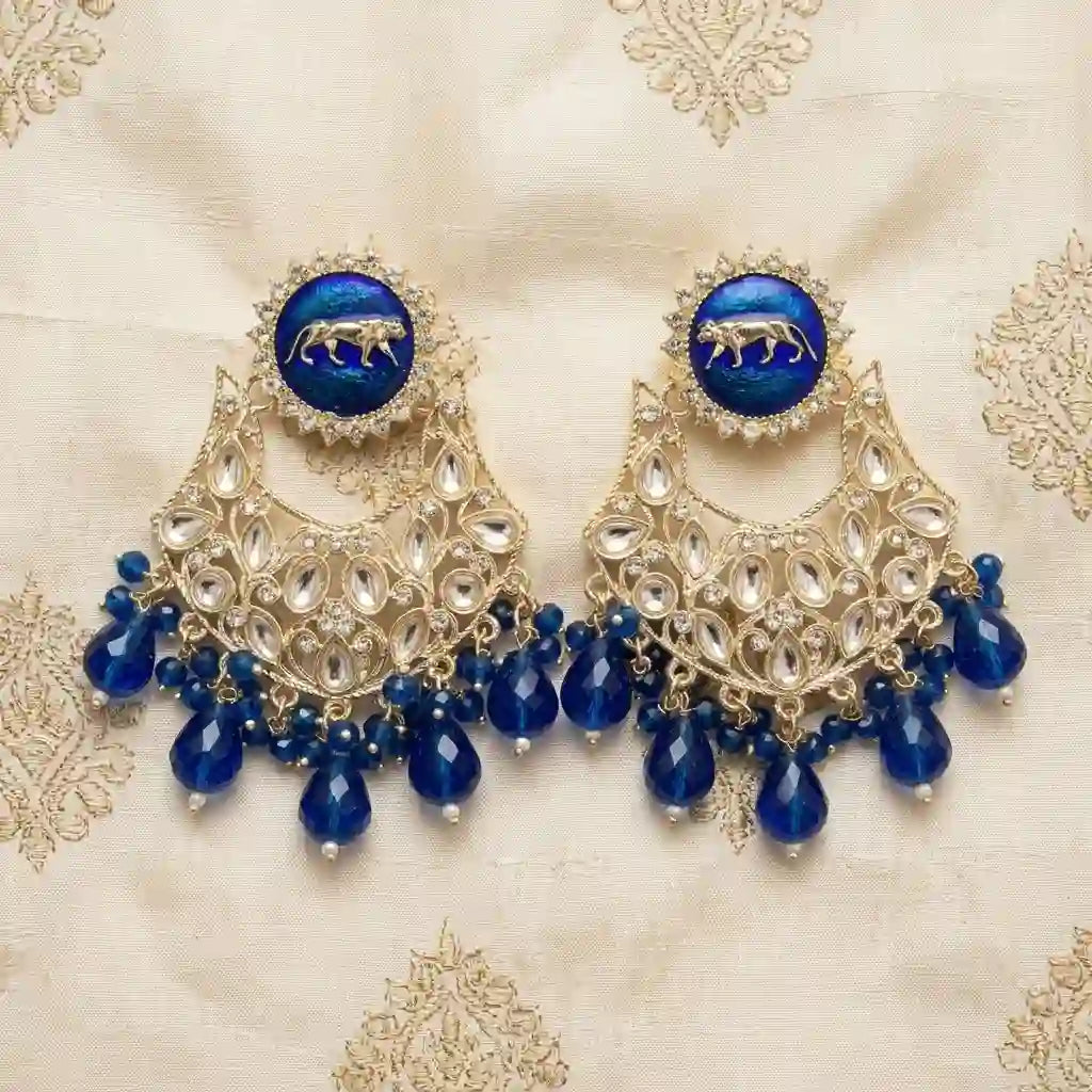 Royal Blue Kundan Earrings in Qatar