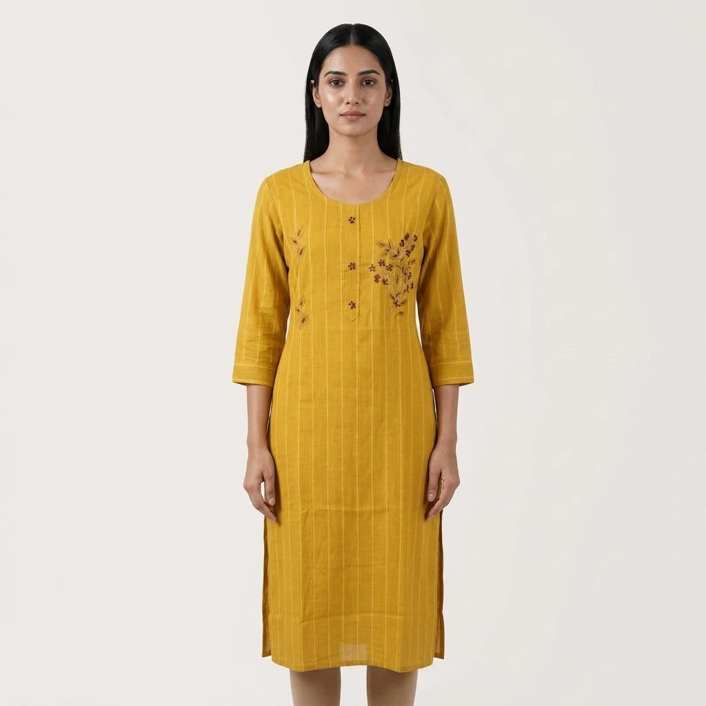 Embroidered Cotton Kurthi Top - Size 38