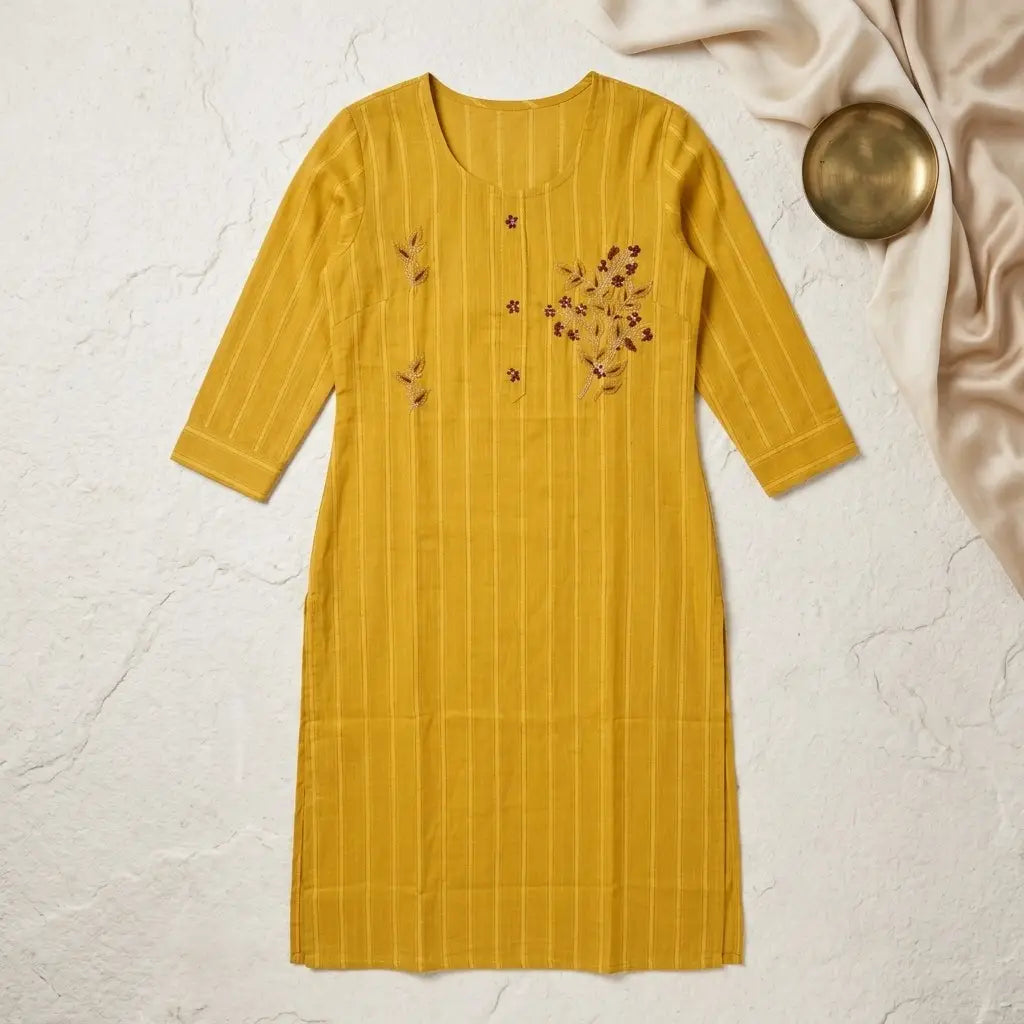 Embroidered Cotton Kurthi Top - Size 38