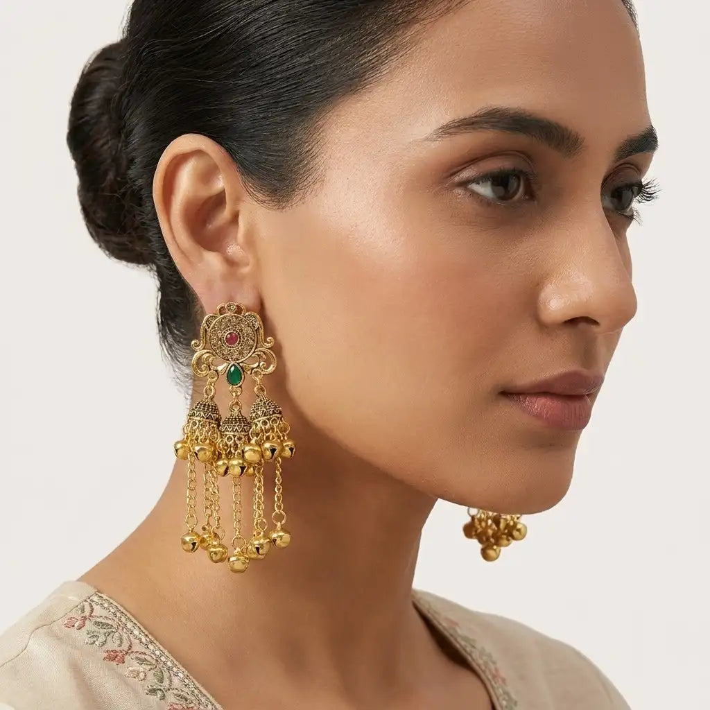 Traditional Antique-Style Jhumka Earrings