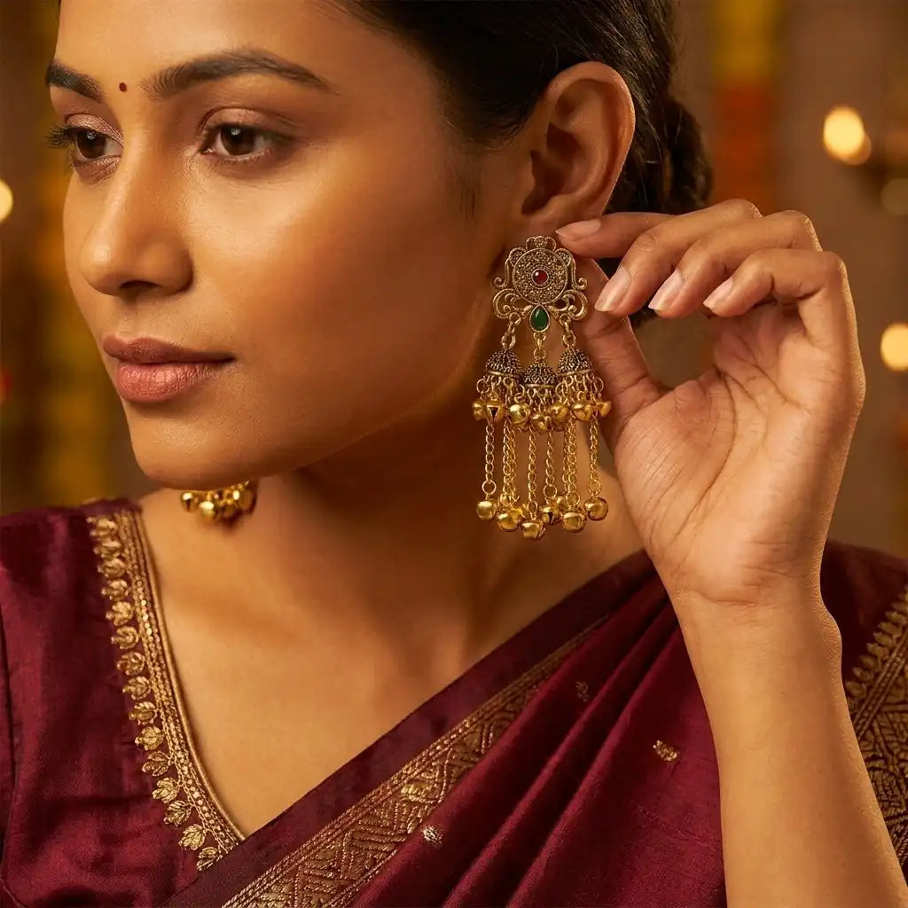 Traditional Antique-Style Jhumka Earrings